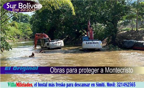 *Gobernación ejecuta obras para proteger a Montecristo de deslizamientos e inundaciones*